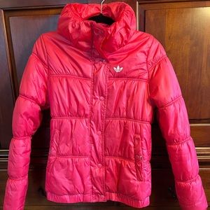 Adidas women’s pink puffer coat size XS